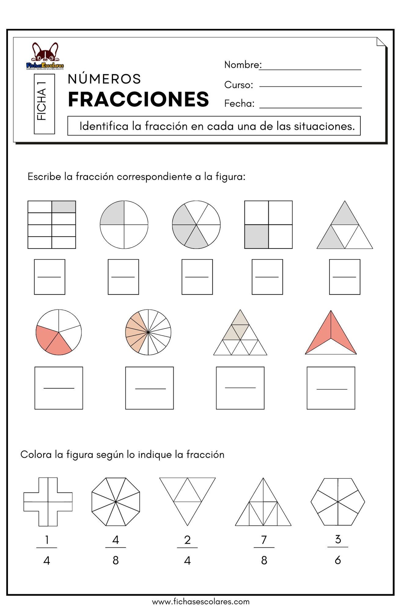 Fracciones Ficha Para Practicar.